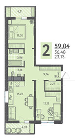 Квартира 59,1 м², 2-комнатная - изображение 1