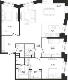 Квартира 130,1 м², 2-комнатная - изображение 1