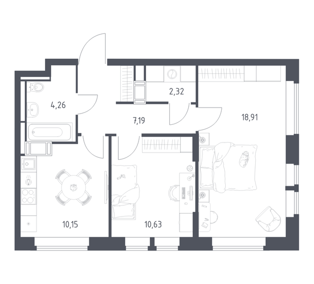 71,1 м², 2-комнатная квартира 11 700 000 ₽ - изображение 53