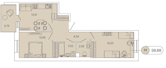 50,5 м², 2-комнатная квартира 8 887 000 ₽ - изображение 42
