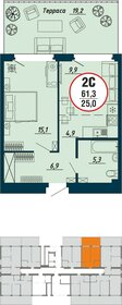 Квартира 61,3 м², 2-комнатная - изображение 1