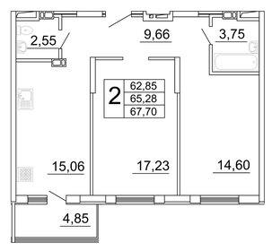 66 м², 2-комнатная квартира 7 800 000 ₽ - изображение 44