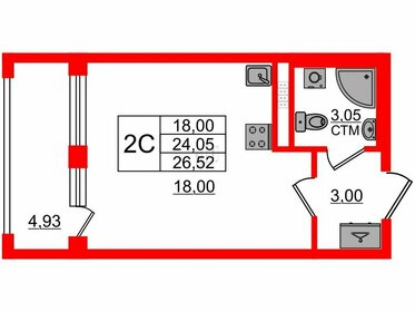 Квартира 24,1 м², студия - изображение 1