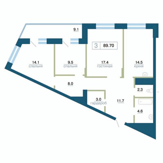 94,1 м², 3-комнатная квартира 17 267 350 ₽ - изображение 26