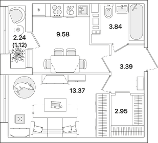 38,9 м², 1-комнатная квартира 5 150 000 ₽ - изображение 50