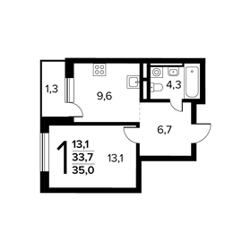 Квартира 35 м², 1-комнатная - изображение 1