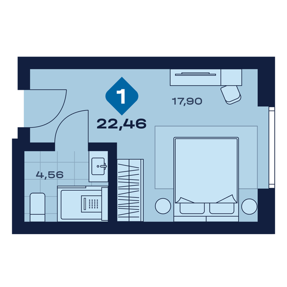 32 м², 1-комнатная квартира 2 150 000 ₽ - изображение 59
