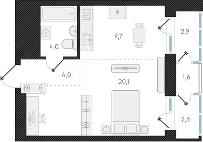 37,5 м², 1-комнатная квартира 5 800 000 ₽ - изображение 76