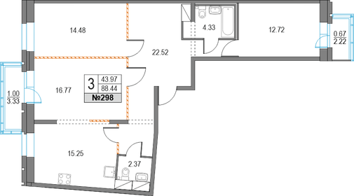 84 м², 3-комнатная квартира 17 686 000 ₽ - изображение 89