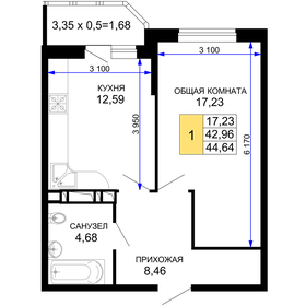 45,3 м², 1-комнатная квартира 4 500 000 ₽ - изображение 98