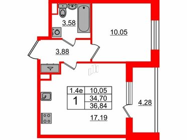 Квартира 34,7 м², 1-комнатная - изображение 1