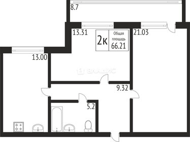 60 м², 2-комнатная квартира 6 900 000 ₽ - изображение 45