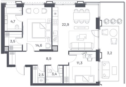 75 м², 3-комнатная квартира 38 000 000 ₽ - изображение 43