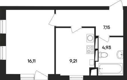 Квартира 37,4 м², 1-комнатная - изображение 1