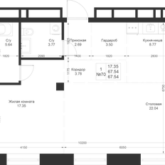 Квартира 67,5 м², 1-комнатная - изображение 2