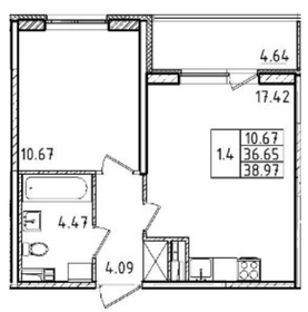 35,8 м², 1-комнатная квартира 6 950 212 ₽ - изображение 6