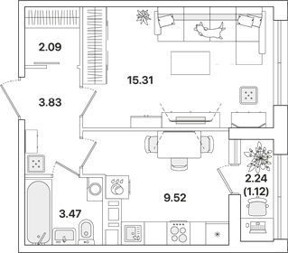 36,1 м², 1-комнатная квартира 8 253 092 ₽ - изображение 18