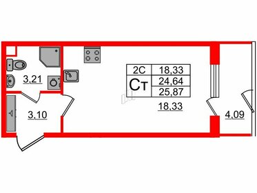 Квартира 24,6 м², студия - изображение 1