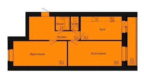 Квартира 72,9 м², 2-комнатная - изображение 1