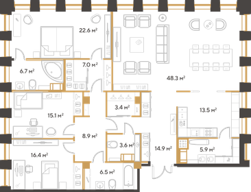 Квартира 172,8 м², 3-комнатная - изображение 1
