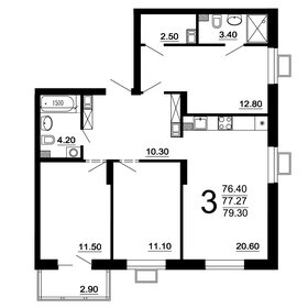 Квартира 77,3 м², 3-комнатная - изображение 1