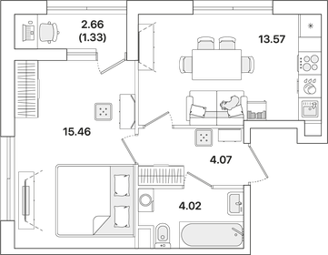 38,9 м², 1-комнатная квартира 5 150 000 ₽ - изображение 21