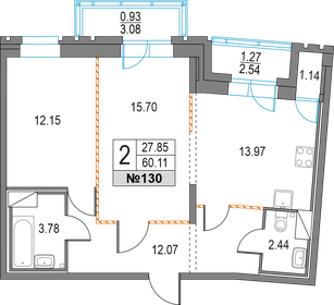 59,6 м², 2-комнатная квартира 15 100 000 ₽ - изображение 8