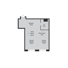 Квартира 65,3 м², 2-комнатная - изображение 3
