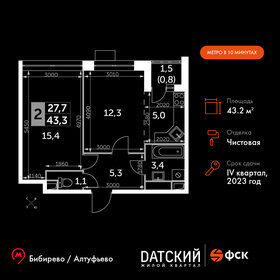 Квартира 43,2 м², 2-комнатная - изображение 1