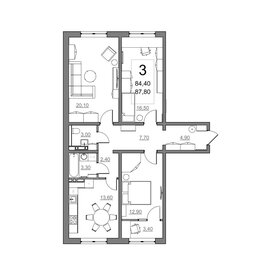 Квартира 84,4 м², 3-комнатная - изображение 2