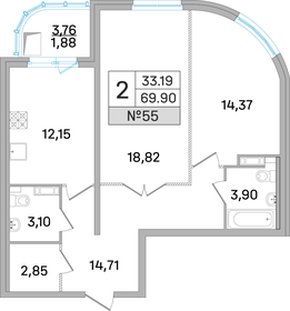 102 м², 4-комнатная квартира 13 900 000 ₽ - изображение 73