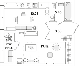 38,9 м², 1-комнатная квартира 5 150 000 ₽ - изображение 48