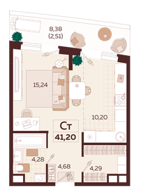 37,5 м², 1-комнатная квартира 20 625 000 ₽ - изображение 12