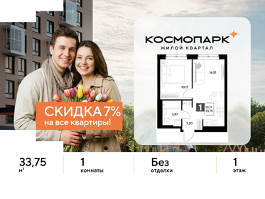 Квартира 33,8 м², 1-комнатная - изображение 1