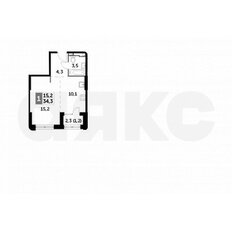 Квартира 34,3 м², 1-комнатная - изображение 1