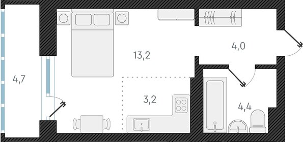 25,9 м², квартира-студия 4 870 000 ₽ - изображение 9