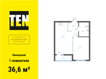 Квартира 36,6 м², 1-комнатная - изображение 1