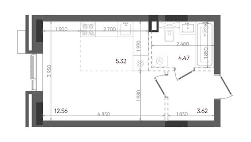 Квартира 26 м², 1-комнатная - изображение 1