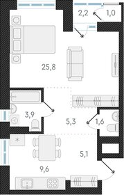 Квартира 51,3 м², 1-комнатная - изображение 1