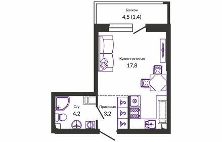 31 м², квартира-студия 4 200 000 ₽ - изображение 38