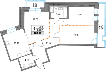 84 м², 3-комнатная квартира 17 686 000 ₽ - изображение 81