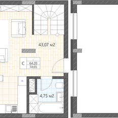 Квартира 75,2 м², студия - изображение 3