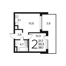 Квартира 38,1 м², 2-комнатная - изображение 1