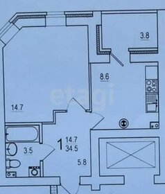 Квартира 34,5 м², 1-комнатная - изображение 1