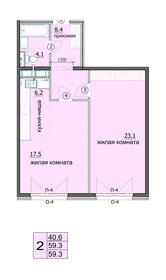 Квартира 59,3 м², 2-комнатная - изображение 1