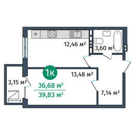 38 м², 1-комнатные апартаменты 5 790 000 ₽ - изображение 45