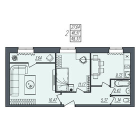 43,7 м², 2-комнатная квартира 3 740 000 ₽ - изображение 88