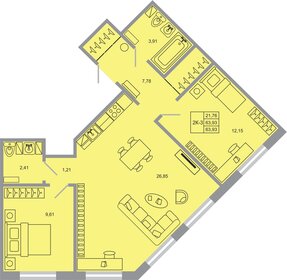 61,7 м², 2-комнатная квартира 8 326 800 ₽ - изображение 25