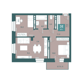66 м², 2-комнатная квартира 11 000 000 ₽ - изображение 66