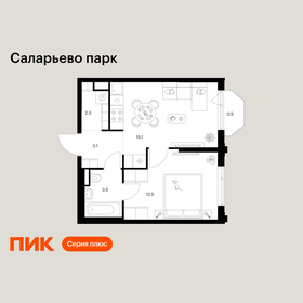 Квартира 37 м², 1-комнатная - изображение 1